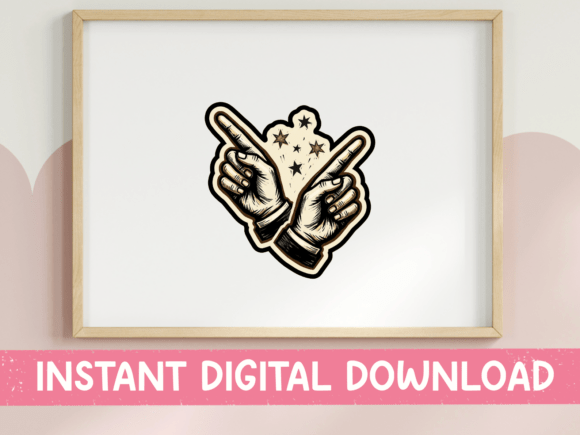 Finger Gun Hands Mystic Stars Sticker Review