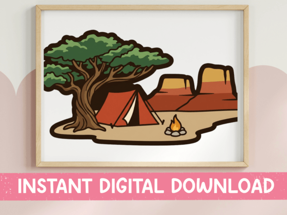 Review: Desert Camping Scene Sticker Design for Embroidery