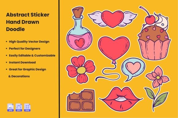 Review: Hand-Drawn Colorful Doodle Stickers Set for Embroidery